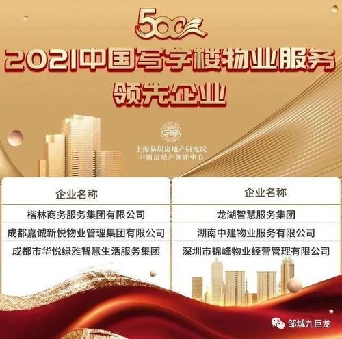 九巨龍物業(yè)榮膺物業(yè)服務企業(yè)綜合實力500強